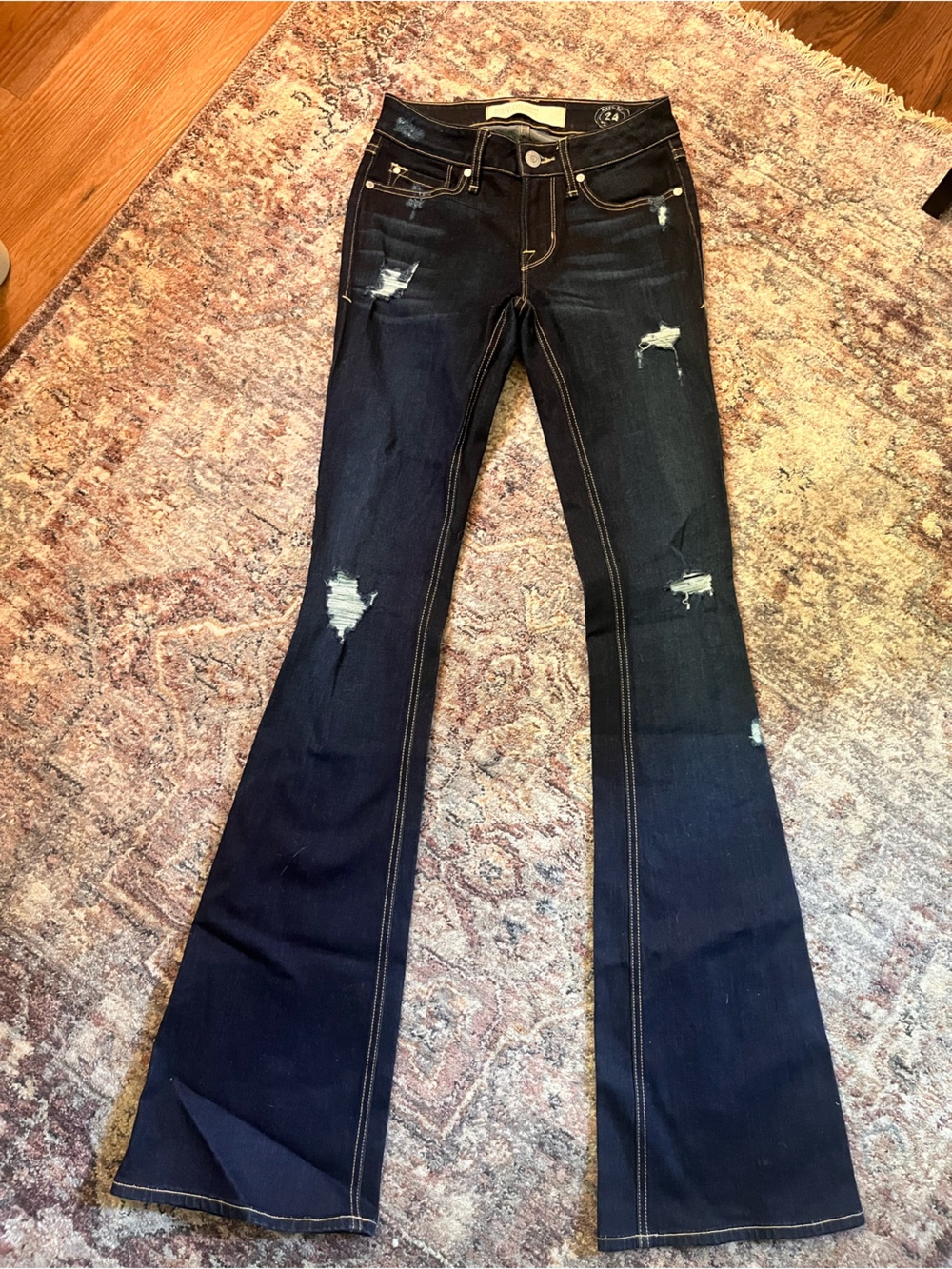 Marc by Marc Jacobs Dark Blue Distressed Wide-Leg Emmanuelle Jeans